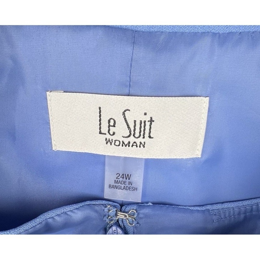 Le Suit Woman 24W Blue Chambray Crepe Dress‎ Suit Long Jacket Career Wedding NWT - Picture 15 of 16